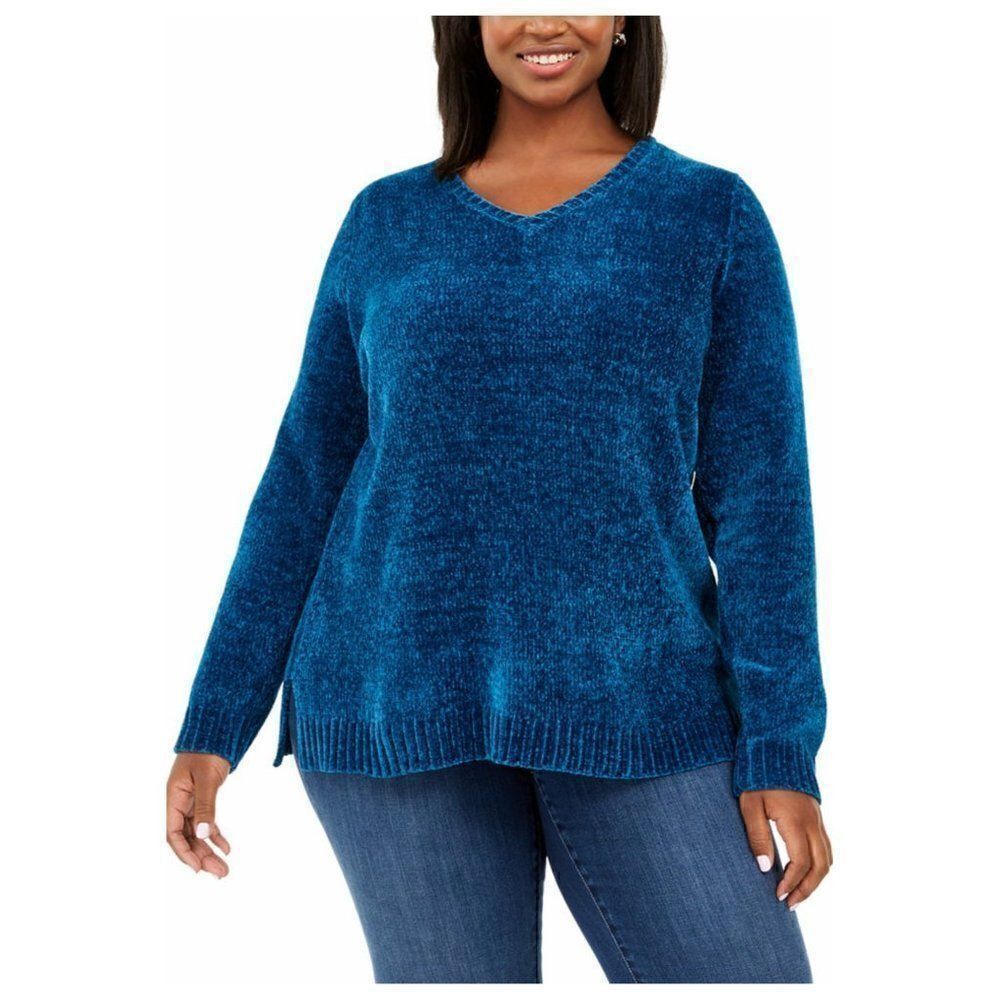 ‎Plus-Size Lightweight Soft Chenille Sweater Top 0X
